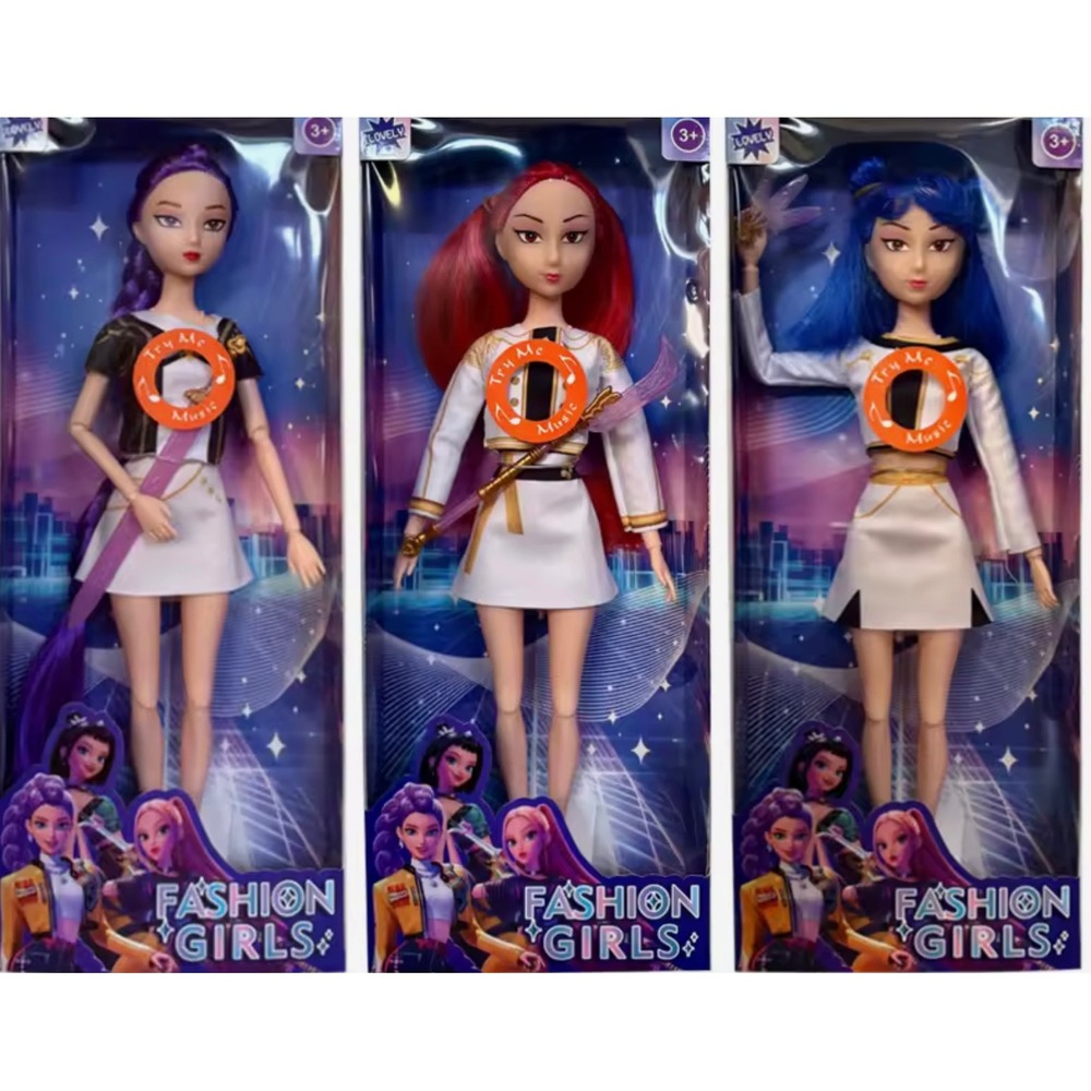 K-POP DEMON HUNTER Fashion Girls Musical Doll Set 3 Pack Musical New